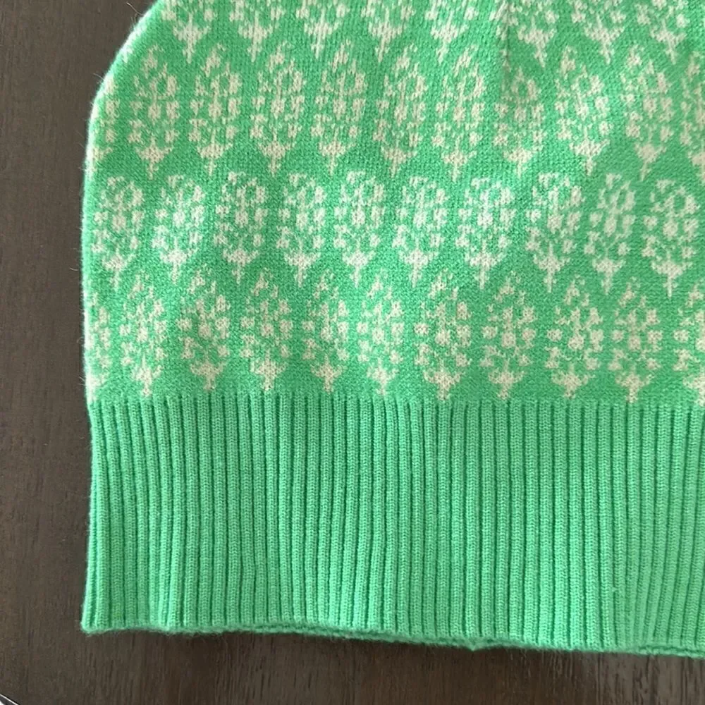 NWOT Free People Beanie Logo Printed Green Warm Streetwear Boho Trendy Ribbed OS